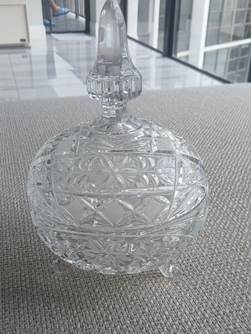 Crystal Glass Candy Dish with Lid - Clear.Made In Germany.